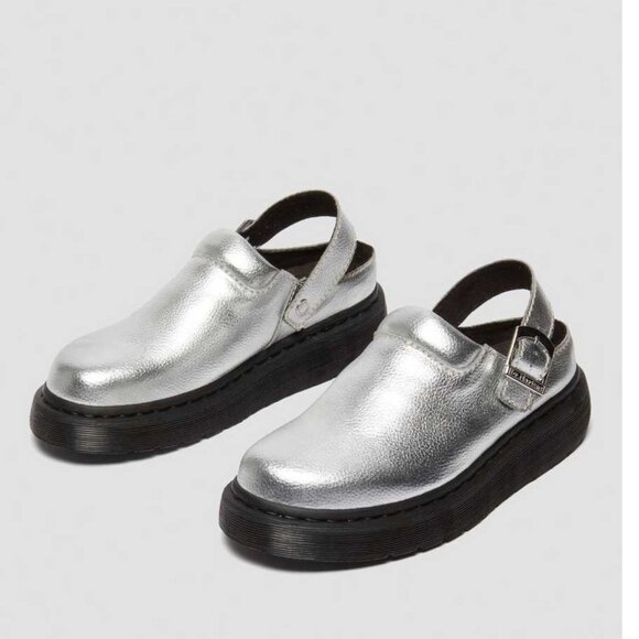 NEW Dr. Martens Laketen Atlas Slingback Platform Mules Silver - Picture 2 of 11